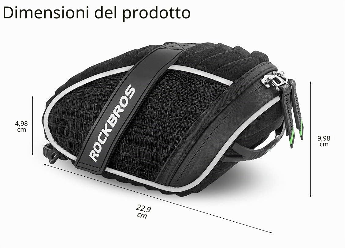 ROCKBROS Borsa Sella Bici Borsa da Sella Sottosella per Bicicletta MTB Bici da Corsa 1L Catarifrangente Ultraleggera