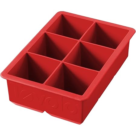 Tovolo, Large King Craft Ice Mold Freezer Tray of 2" Cubes, BPA-Free Silicone, Single, Candy Apple