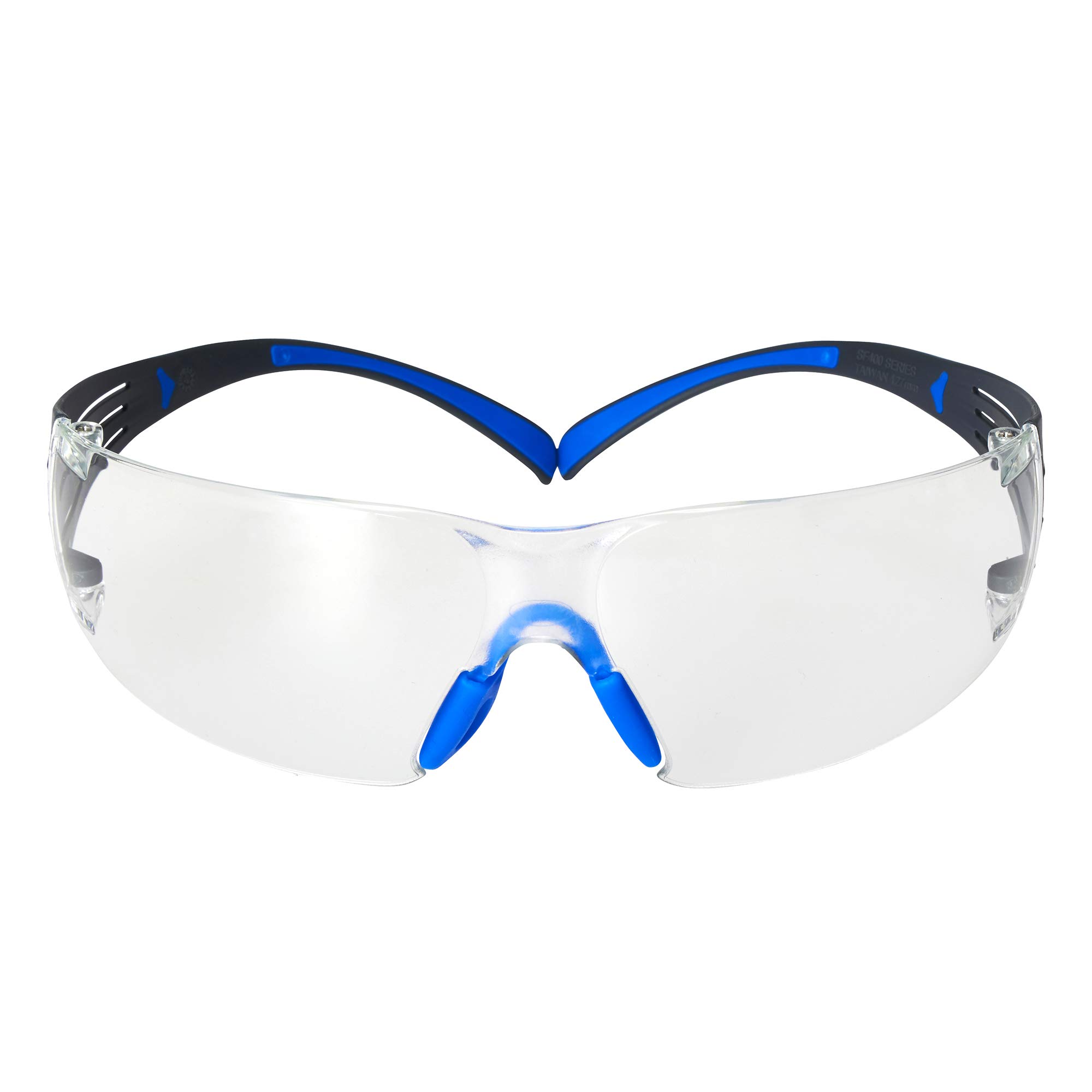 3M Okulary ochronne SecureFit ANSI Z87, Scotchgard przeciwmgielne odporne na zarysowania, przezroczyste soczewki, niebiesko-szara ramka, bezpieczne wygodne dopasowanie