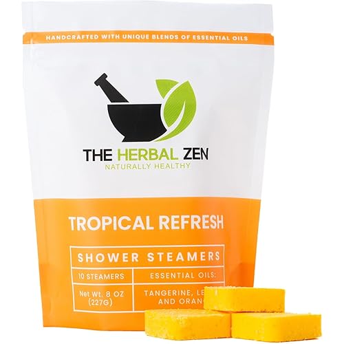 Tropical Refresh Shower Steamers Aromatherapy with Citrus Essential Oils,Made in the USA Shower Bomb Aromatherapy, Self Care Gift, Spa Day Gifts,