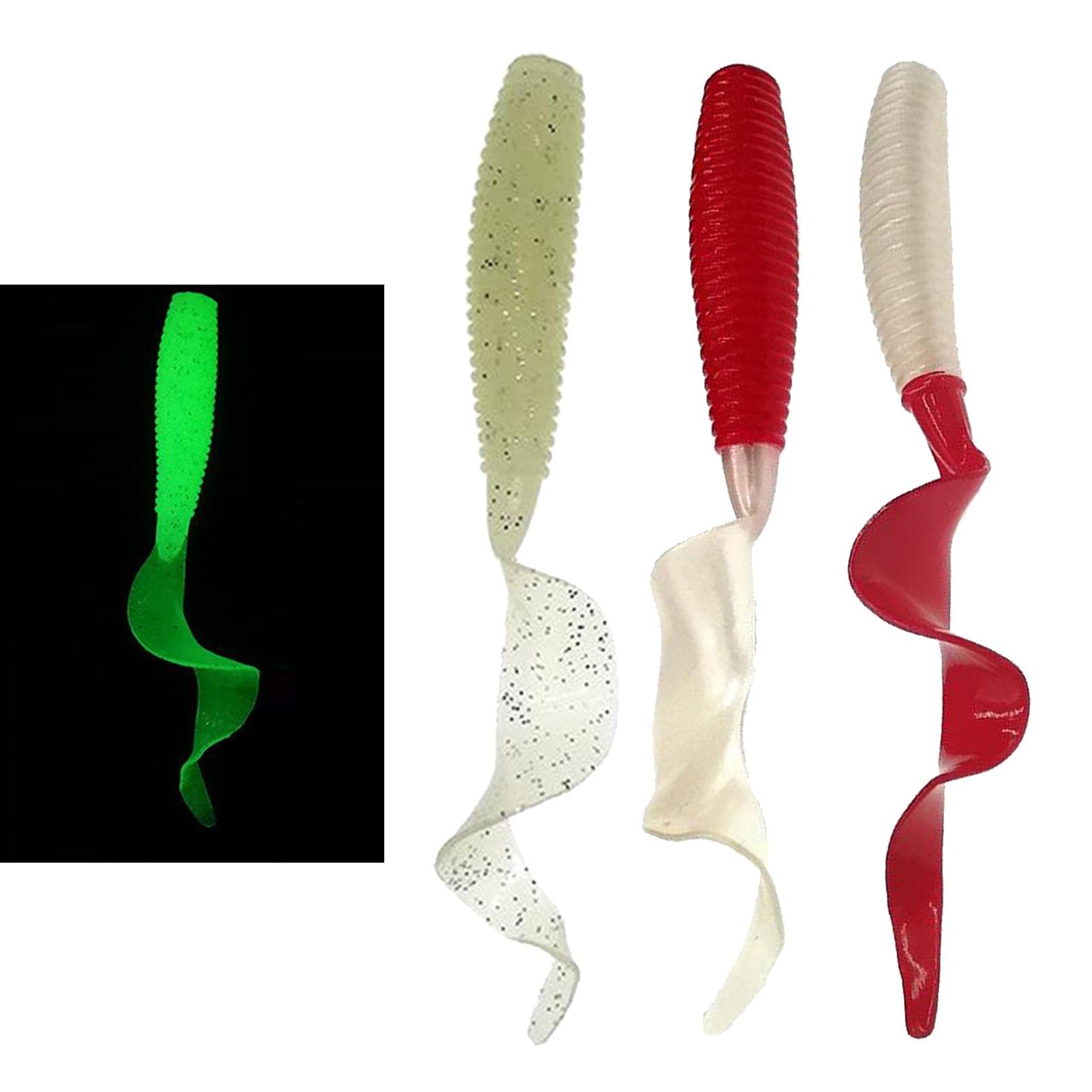 Calandis 10pcs Luminous Plastic Grub Soft Worm Fishing Lure Micro Jig Head Tool Cyan (B09ZLHCBT5) Amazon Price History, Amazon Price Tracker