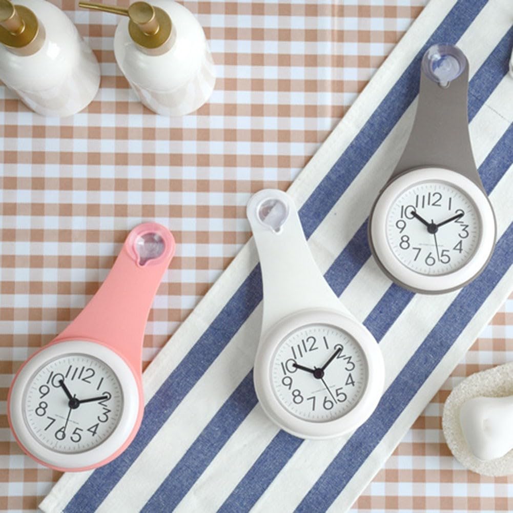 Orologio da Parete Silenzioso - Digitale, Impermeabile, Piccolo Con Ventosa per Cucina, Bagno - Decorazione per la Casa (Bianco)