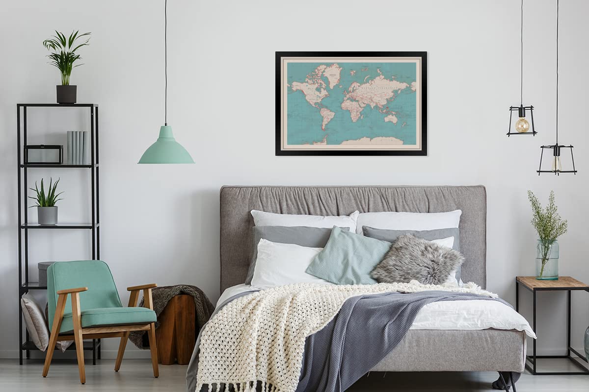 Poster Bilder Wanddeko Deko Wohnzimmer 90x60 cm Weltkarte - Vintage - Atlas - Kinder - Jungen - Mädchen