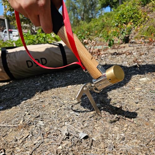 Martillo para Estacas de Tienda de Acero con Mango de Madera Sólida y Agarre Acolchonado - Correa de Seguridad, Cobre miniatura 6
