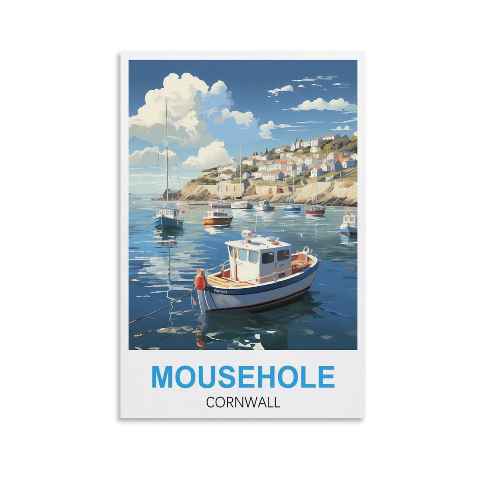 Lnhzgnjnh Unframe-Style Mousehole Cornwall Vintage Travel Poster 12X18inch(30X45cm) Canvas Wall Art Wall Print Painting Decor Living Room Bedroom Decor
