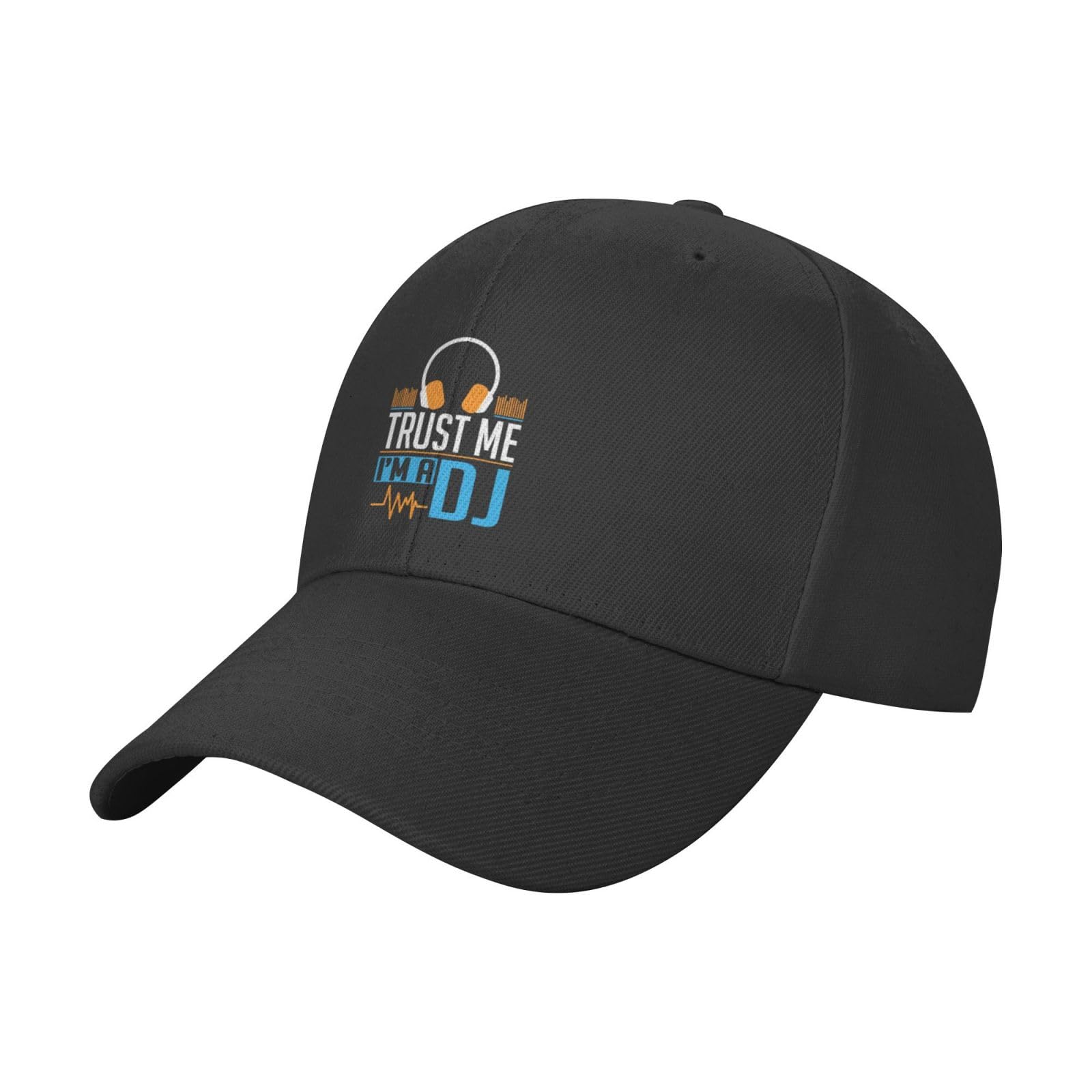 Kwqdozf Unisex Black Trust Me I'm The Dj Hat Adult Adjustable Baseball Cap Headgear For Men Women