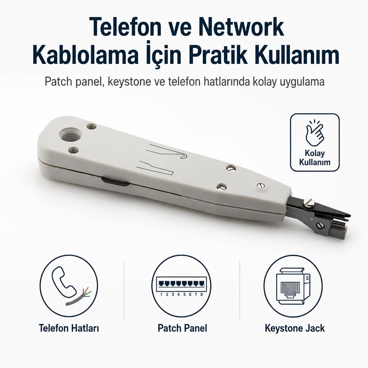 PrimeX PX-4131A Kep Kep Telefon Krone Pense, LSA IDC Kablo Çakma Aparatı, Telefon ve Network Kablo Bağlantı Pensesi, Patch Panel, Keystone Jack, Krone Modül Aleti