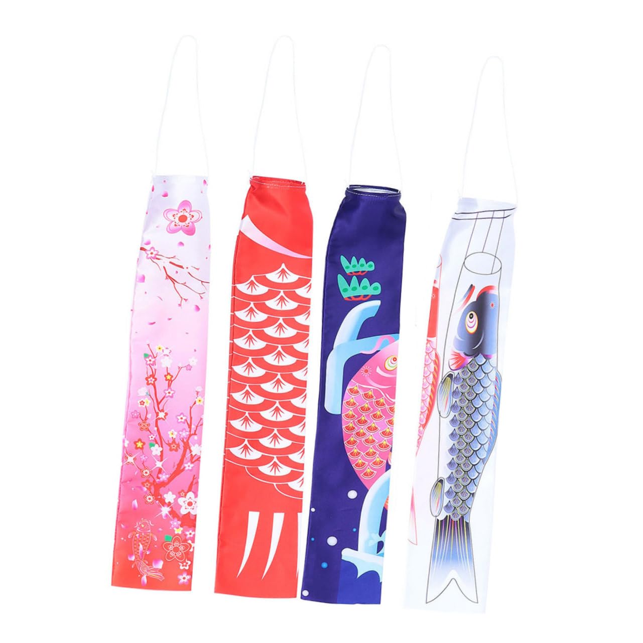 Bannières de carpe Koinobori pour jardin et restaurant japonais - Lot de 4 ensembles de 4 pièces