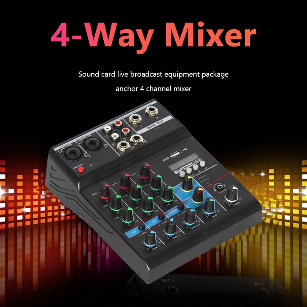 Interfaccia USB Alimentazione di Ingresso del Computer Mixer Audio a 4 canali F-4a Console di missaggio Audio Portatile Compatibile con Bluetooth