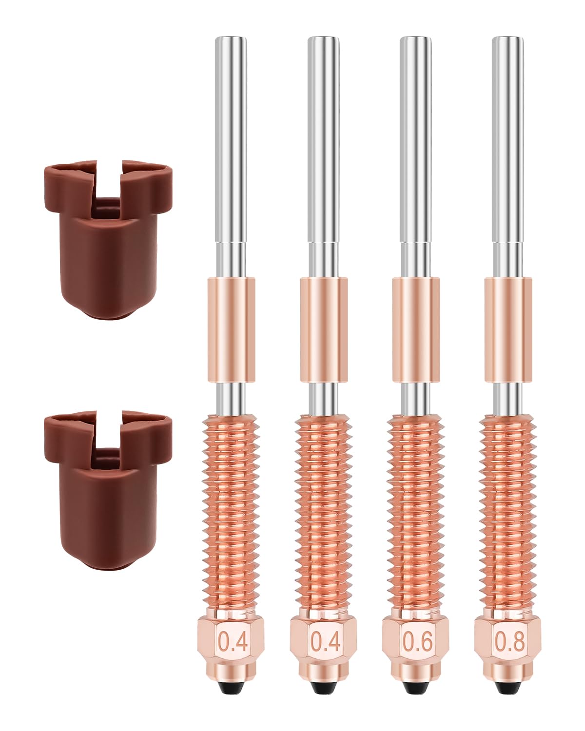 Vaticas 4pcs 3D Printer Nozzle Kit Fit for K1C Ender 3 V3 Ender 3 V3 Plus K1 Max, 0.4mm 0.6mm 0.8m 3D Printer Hotend Sprinkler Head Kit with Silicone