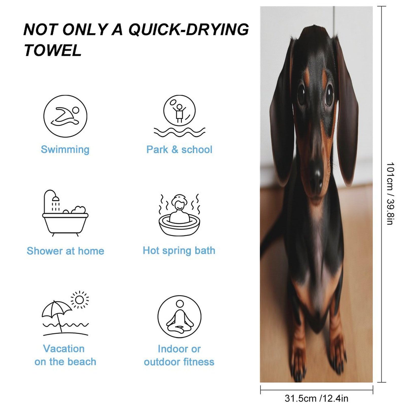 AQRJLPM Cute Wiener Sausage Dog Quick Dry Towel Cold Fabric Workout Sweat Towels Highly Absorbing Odor-Free Travel Towel for Hot Yoga Tennis Running Exercise Working Out Camping