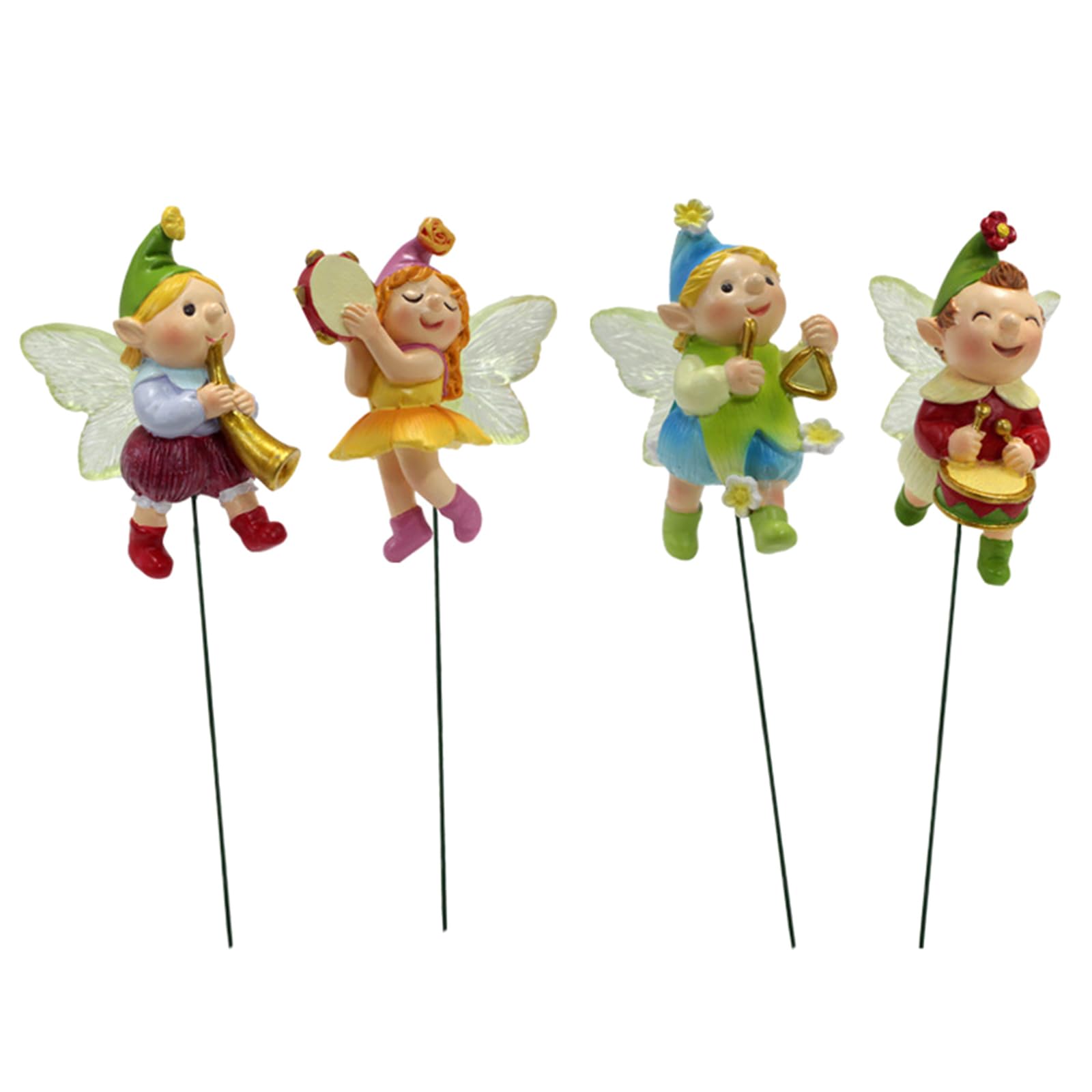 Xuqizzpp Multicolor Garden Miniatures Music Fairy Figurine Set Decorative Resin Craft Flower Pots Decorations On Stick For Art Enthusiasts Resin Sculpture For Display