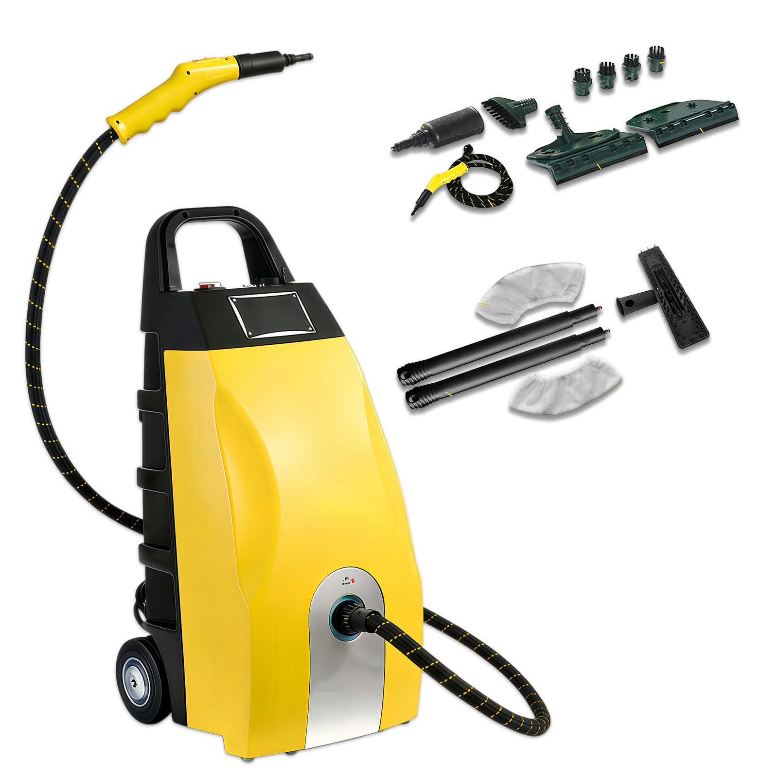 Glowdora Commercial Grade 3000w Steam Cleaner – 3.5l High-Temp Steamer, Fast 40-Sec Heat-Up, Continuous Steam – Deep Clean Restaurant Kitchen Grease, Grills, Tile Floors, Auto & Patio Surfaces Yellow