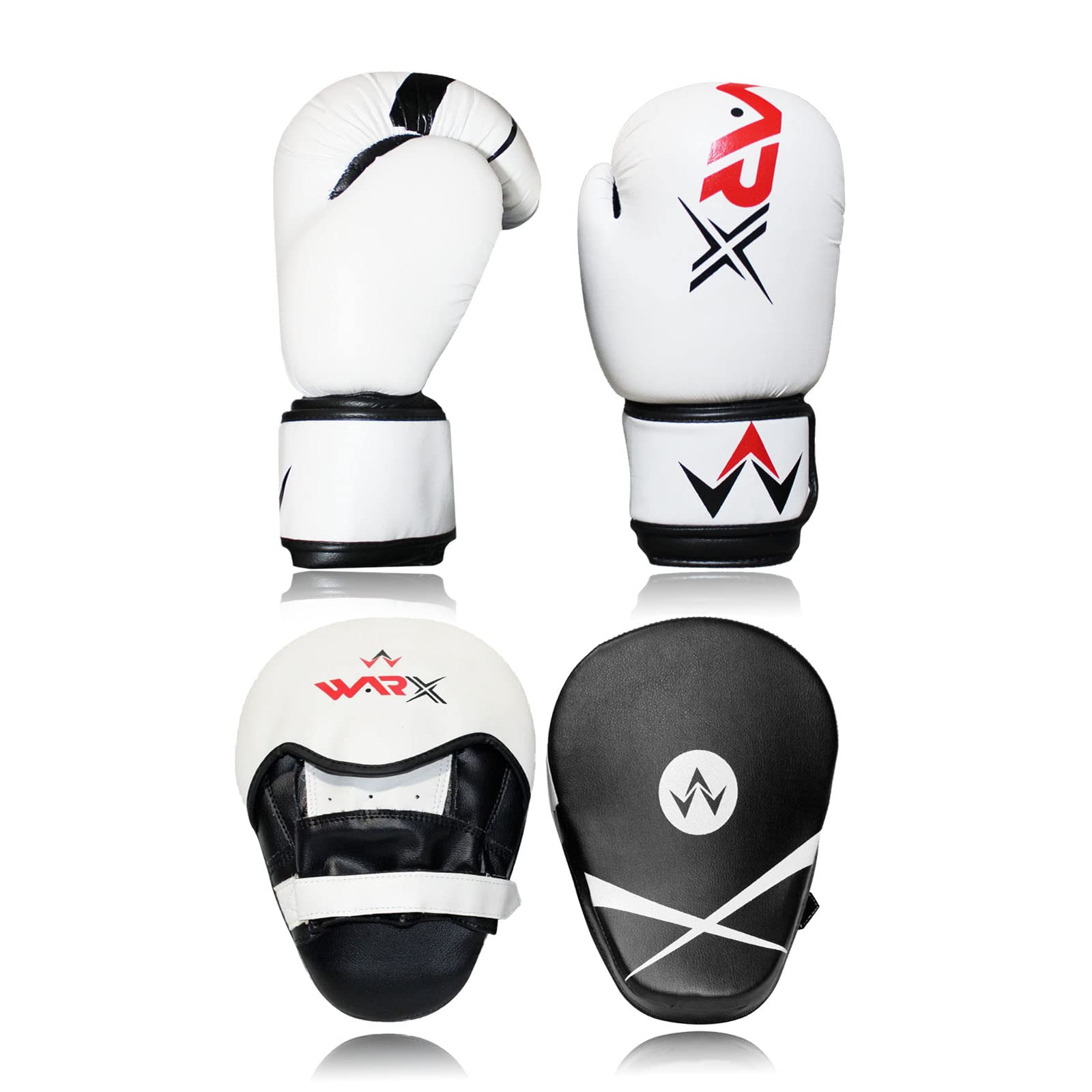 WARX Boxing Gloves and Pads set Focus Punch Mitts MMA Training Sparring Hook and Jab strike target with Punching Gloves (12oz) — image 1