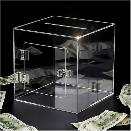 LXBAMKEA Alcancía transparente bancos de dinero para niños con llave tarro cuadrado de acrílico para ahorrar dinero para abrir monedas billetes caja