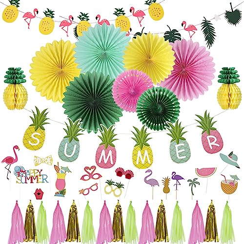42-teiliges Hawaii-Deko-Set Mit Tropischen Vögeln & Spiralen – Perfekt Für Luau, Strand- & Sommerpartys