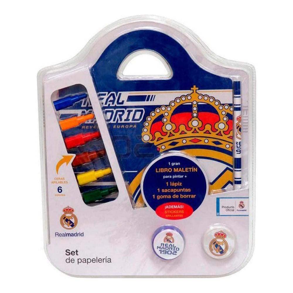REAL MADRID CF - Set de Papelería, con Gran Libro Maletín, 10 Piezas, Producto Oficial (CyP Brands)