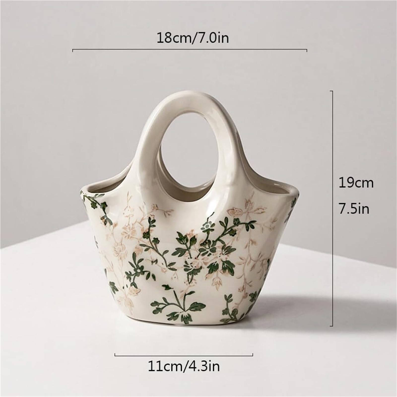 Dekoracyjne wazony Ceramiczny zielony wazon kwiatowy, wazony z pękniętej porcelany na stół nowoczesna dekoracja w stylu wiejskim (E1)
