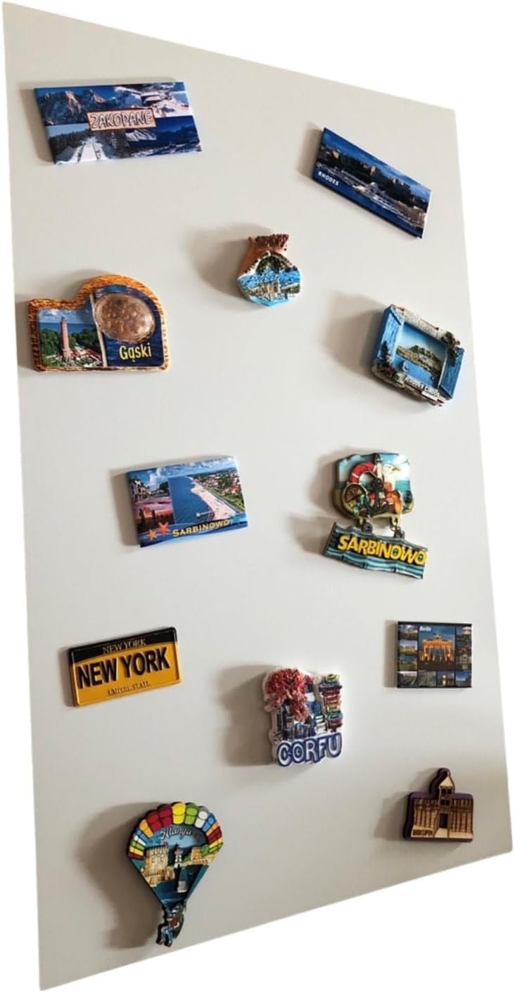 2x Leggera Lavagna Magnetica da Parete in Acciaio Bianca 66x42 cm, Memo-Board, Pannello Magnetico per Calamite, Lavagna da Cucina, Ufficio, Camera dei Bambini