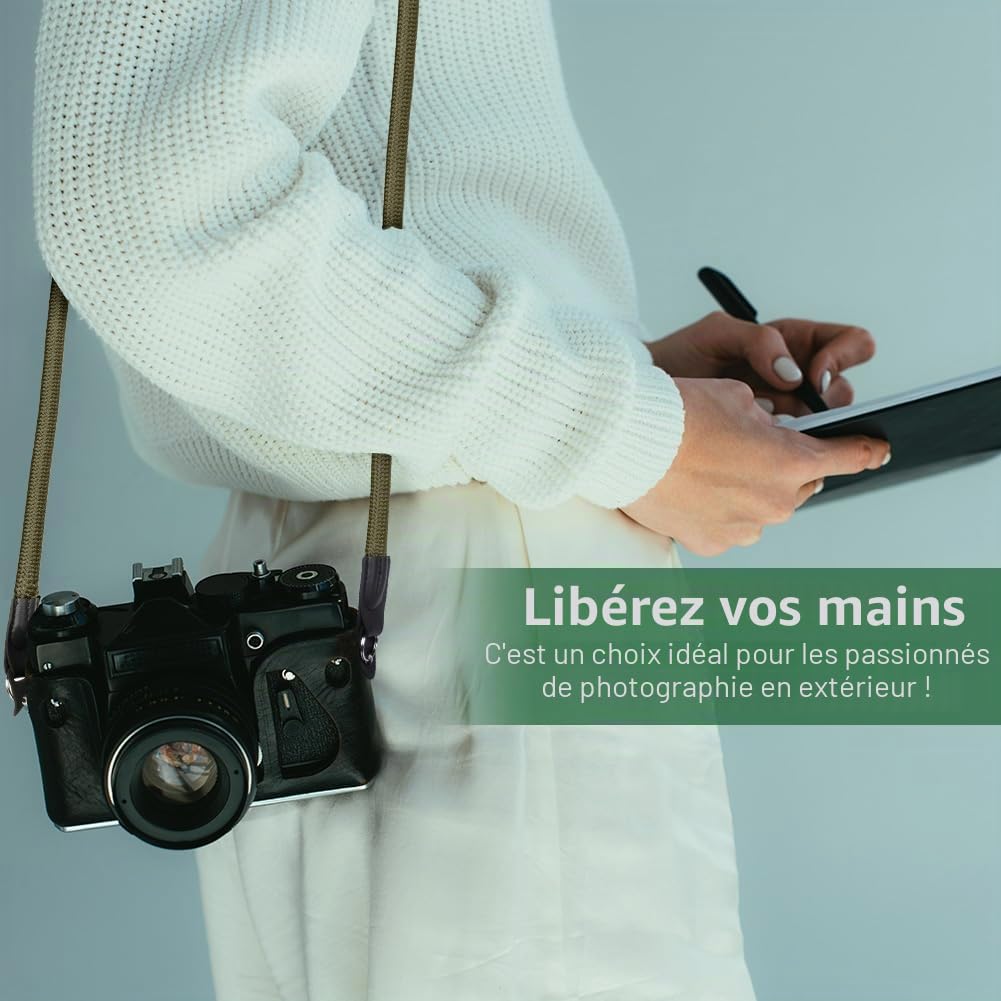 flintronic Sangle Appareil Photo, Bandoulière en Corde en Nylon, Courroie de Cou pour Appareil Photo, pour Canon, Appareils Photo pour Les Caméras Nikon, Sony, Fujifilm, Olympus, Leica - 102 cm