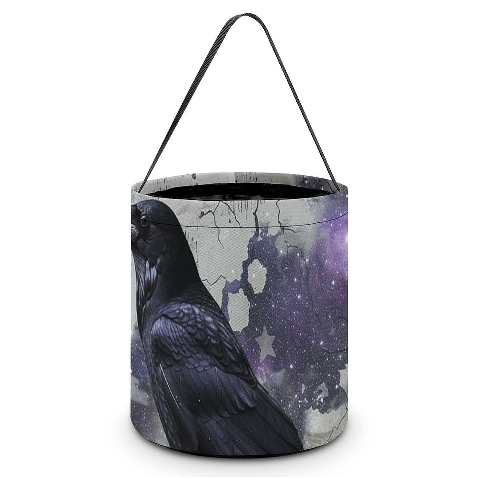 NTVOWPZO Halloween Candy Bucket Crow on The Ground Trick Or Treat Bags Halloween Candy Tote Bag with Handles Reusable Candy Baskets for Halloween Party Supplies Favors Gift Bags