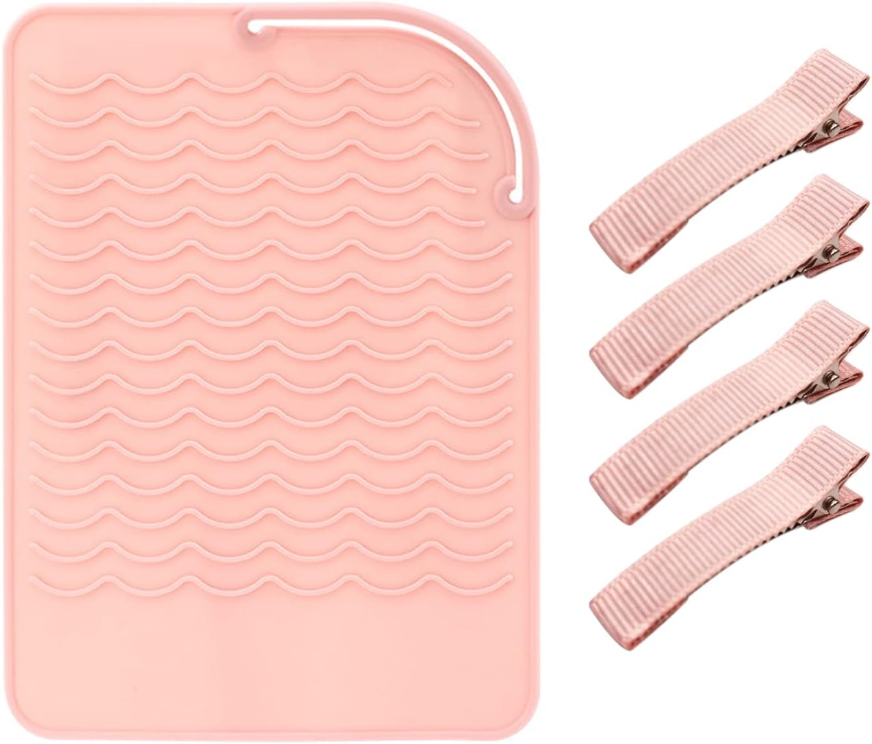 Hair Straightener Silicone Heat Insulation Pad, Curling Iron Heat-Resistant Pad, Perm Styling Tool Anti-Scald Protection Pad, Iron Anti-Scald Pad, with 4 5cm Hairpins