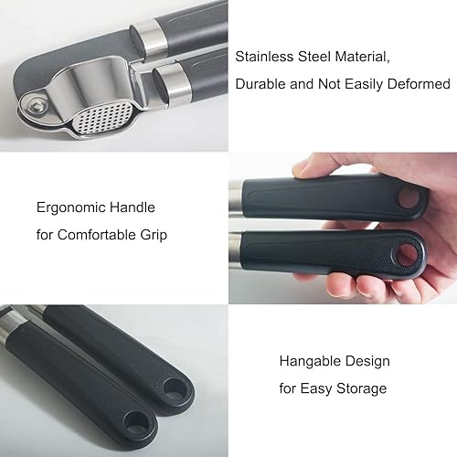 Miniatura 4 de Prensa de ajo de acero inoxidable con mango ergonómico herramienta trituradora de jengibre utensilios de cocina multiusos
