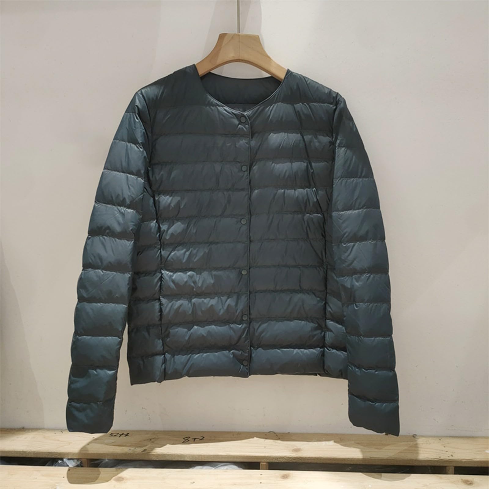 Chaqueta de plumón ligera y plegable para tallas grandes, abrigo informal de color liso, abrigo cálido sin capucha, gabardina