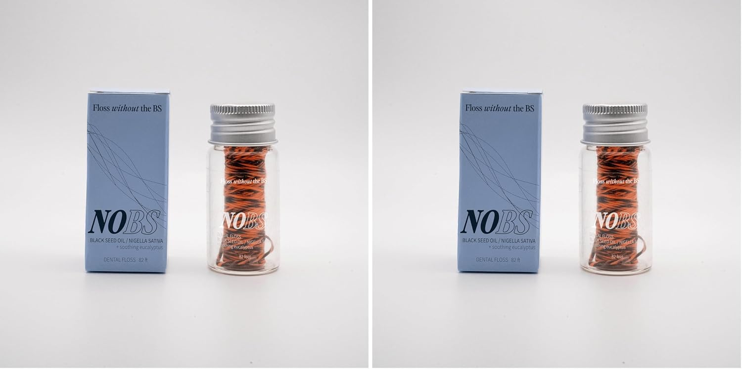 NOBS (No Bad Stuff) Expanding Dental Floss - Nigella Sativa, Eucalyptus, Cruelty-Free, Sustainable Packaging