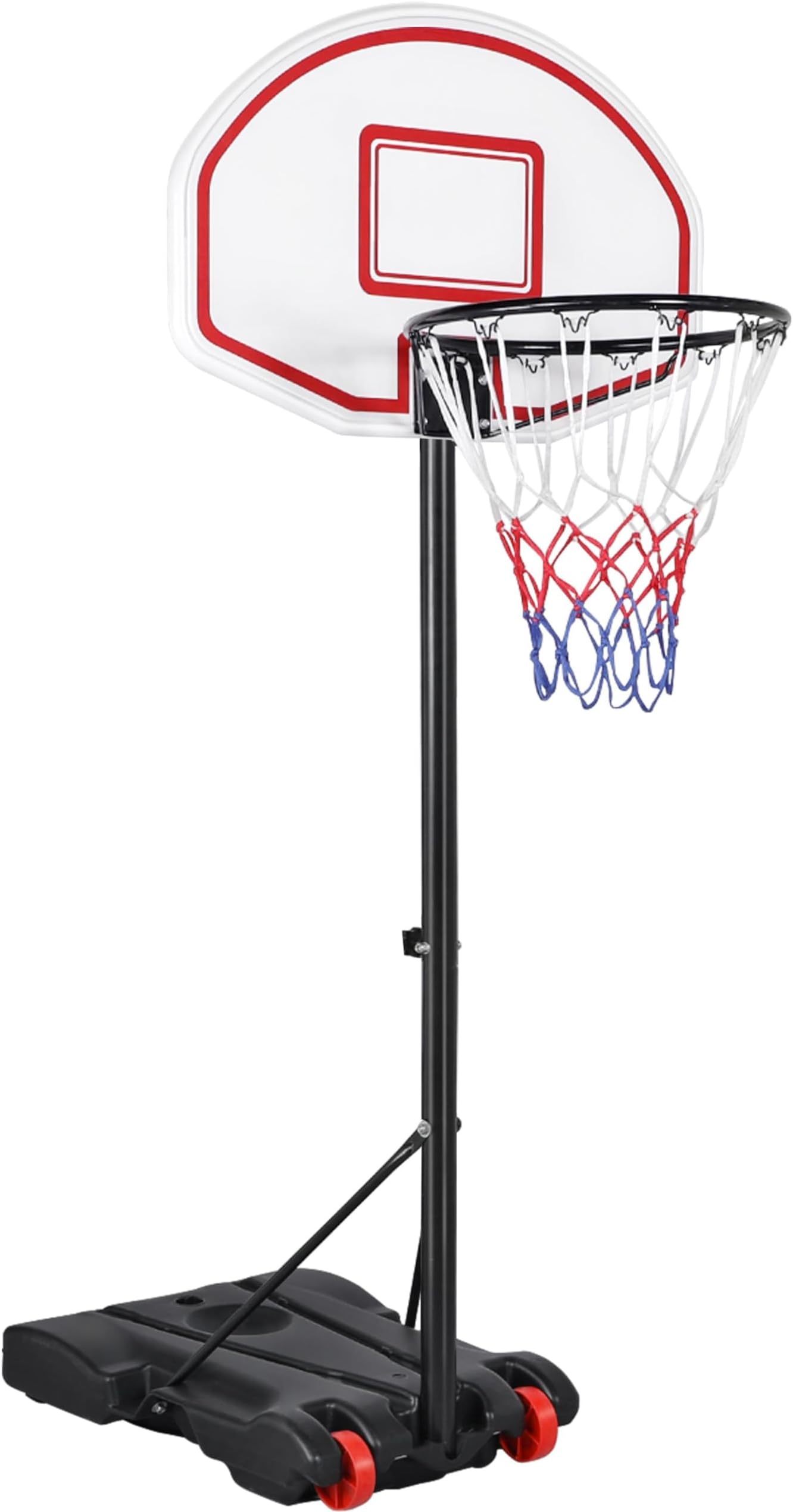 Yaheetech Portable Basketball Hoop Stand Backboard System Height Adjustable 5.2-7 ft Basketball Goal Indoor Outdoor with Wheels Black/Red