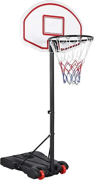 Yaheetech Portable Basketball Hoop for Kids/Youth Outdoor/Indoor Basketball Goals Stand 6.4-8.2ft Height Adjustable