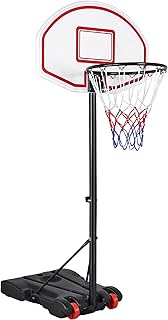 Yaheetech Portable Basketball Hoop Stand Backboard System Height Adjustable 5.2-7 ft Basketball Goal Indoor Outdoor with W...