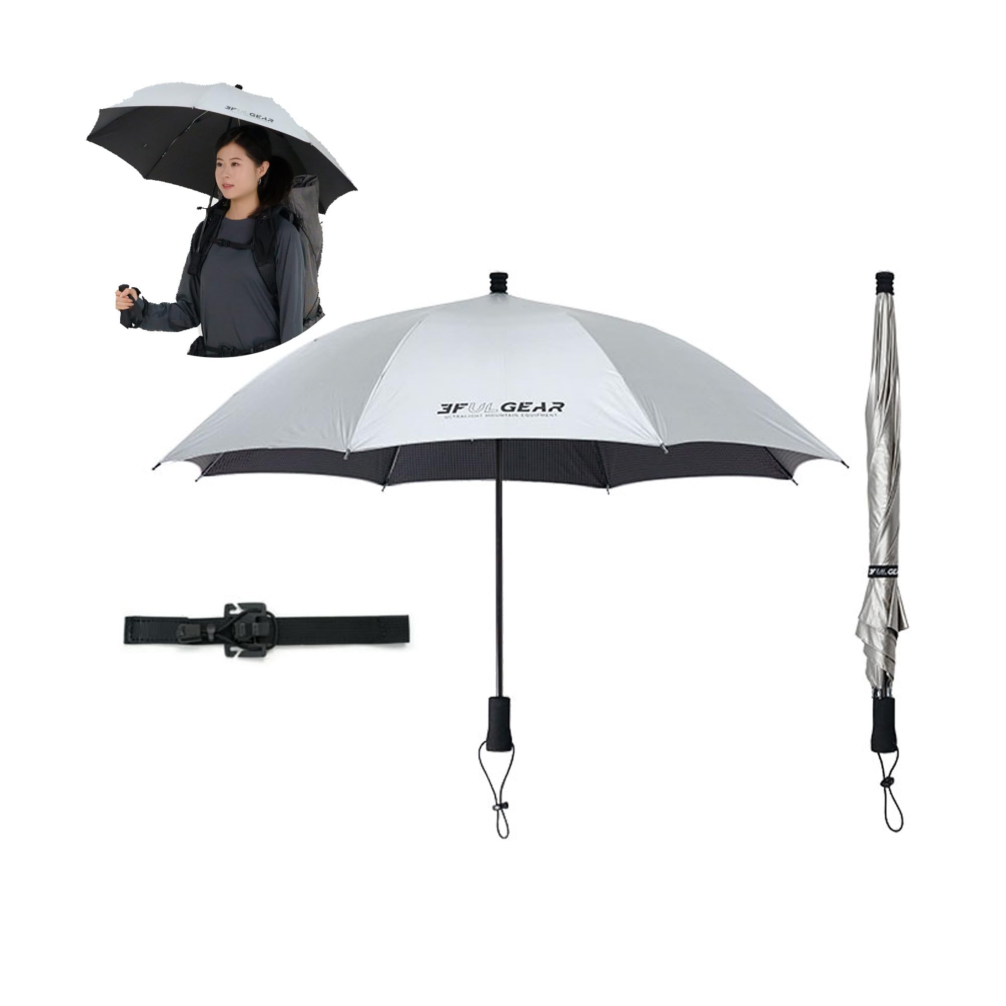 windhike 3F UL GEAR Ultraleichter Freisprech-Trekkingschirm, Kohlenstofffaser, 20D Dyneema Nylon, Wasserdicht & Sonnenschutz, Inklusive Rucksackhalterung, für Wandern Camping Angeln Outdoor