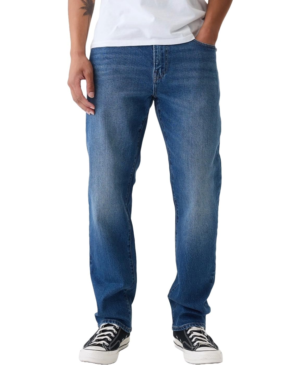 gap Men’s Straight Fit Solid Mid Rise Mid Washed Jeans-picture-24