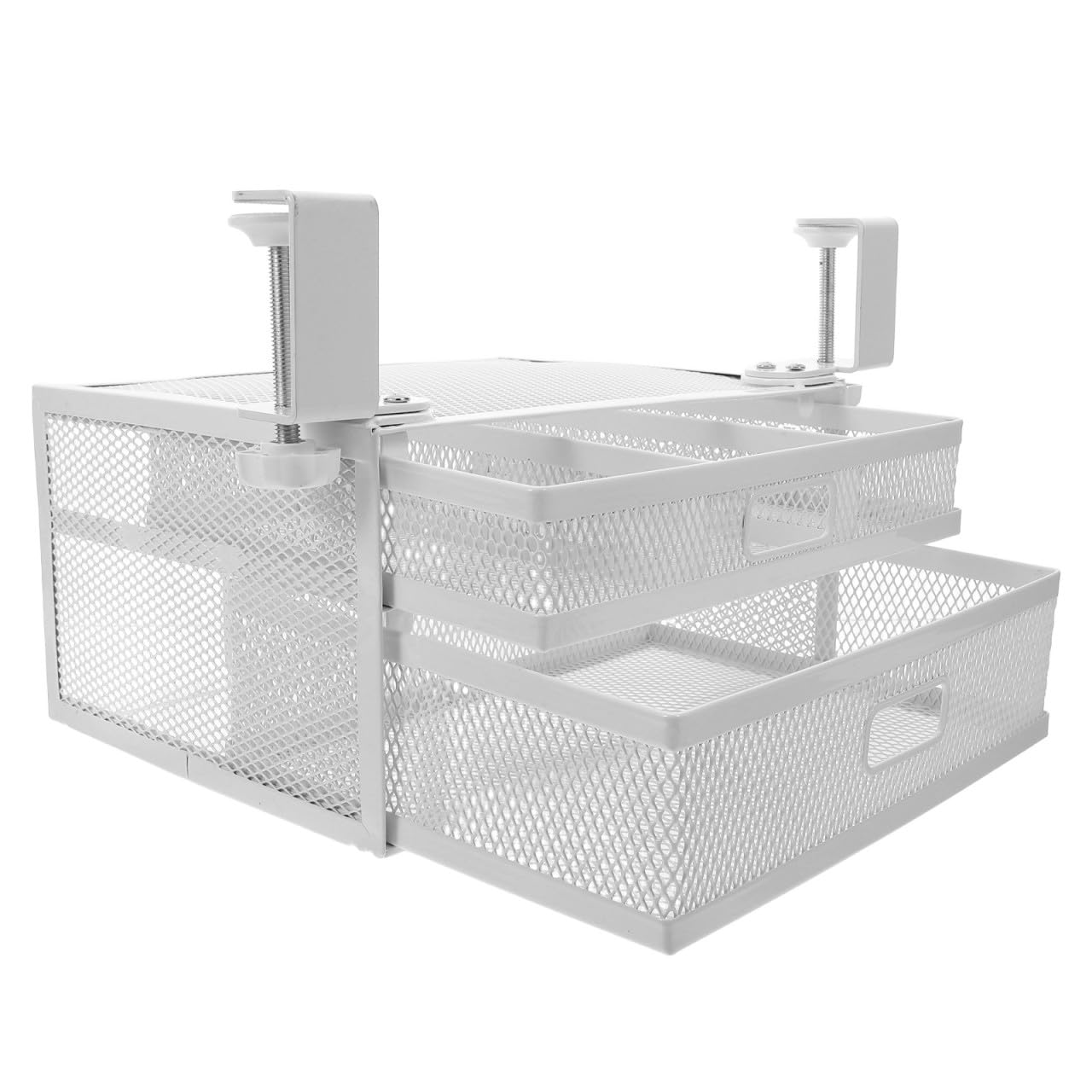 Hohopeti Moderner Schreibtisch Organizer aus Eisen mit 2 lagigem Duallayer Design Einfache Reinigung und Bohrfreie Montage für Büro und Schrank