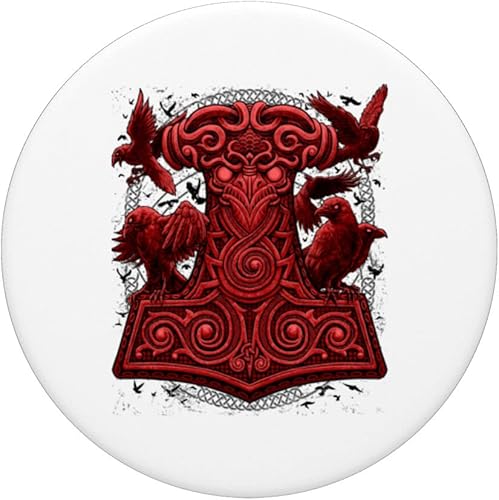 Miniatura 3 de Viking Thors Raven Hammer Pagan Norse Mjolnir PopSockets intercambiables PopGrip