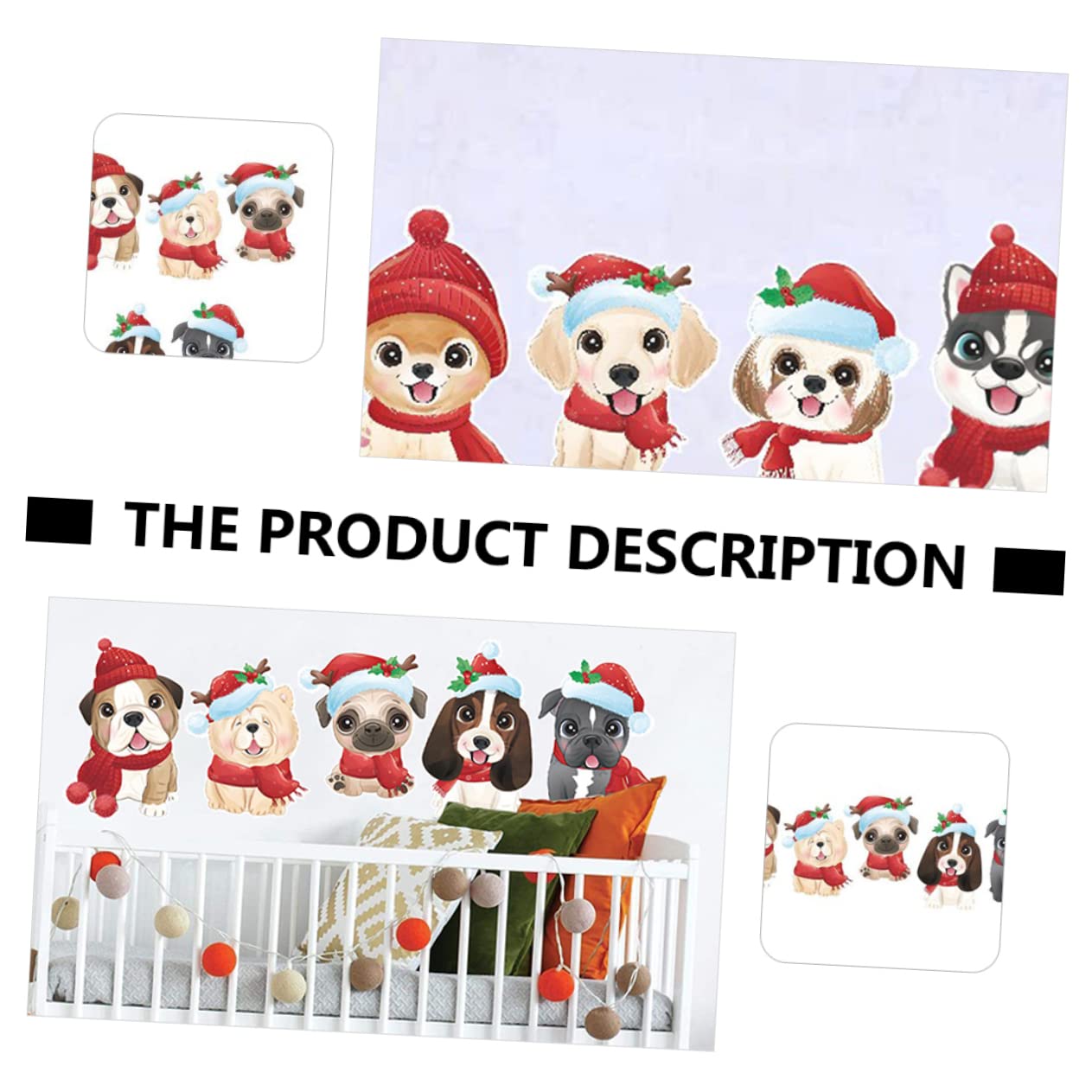 POPETPOP 5 Fogli Vetrofanie Natalizie Cartone Animato Decorazioni Natalizie Adesivi Per Cani Di Natale Adesivi Per Cuccioli Invernali Adesivo Murale Natalizio Cane Parete Pvc