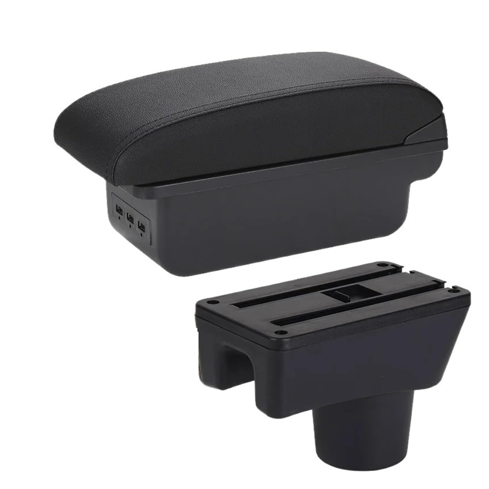 Umdjju B2 Black Line 3Usb For Dodge For Attitude Armrest Box Car Storage Accessories Car Centre Console Armrest Box(B2 Black Line 3Usb)