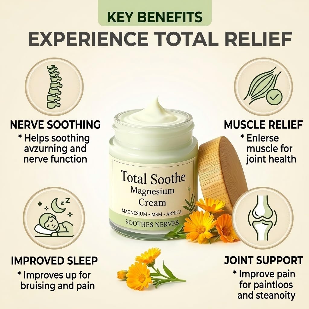 Total Relief Soothing Magnesium Cream for Muscle Comfort, Nerve Relief Cream with MSM,Arnica,Non-Greasy Topical,Fast Absorbing,Joint Relief(2)