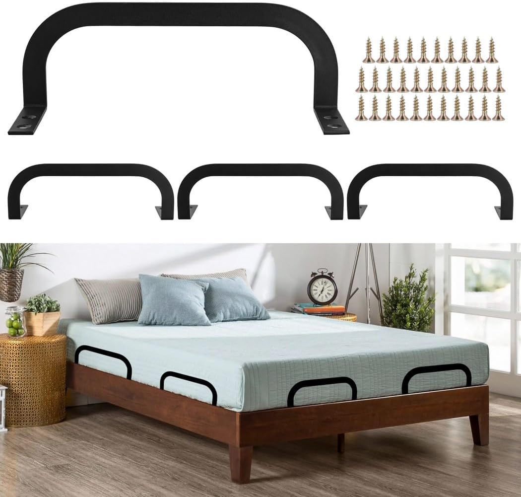 Metal Mattress Holders 4 Pcs, Slide Retainer Grips with Screws, Anti-Slip Mattress Stabilizer for Platform, Wooden & Rv Beds