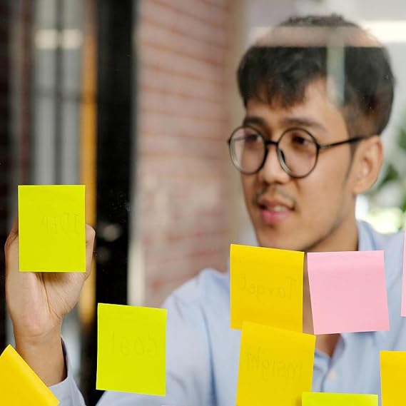 Sticky Notes 3x3 Inches, Bright Colors Adhesive Sticky Pads, 80 Sheets/Pad, 8 Pads/Pack, Service for Office, Home and School.