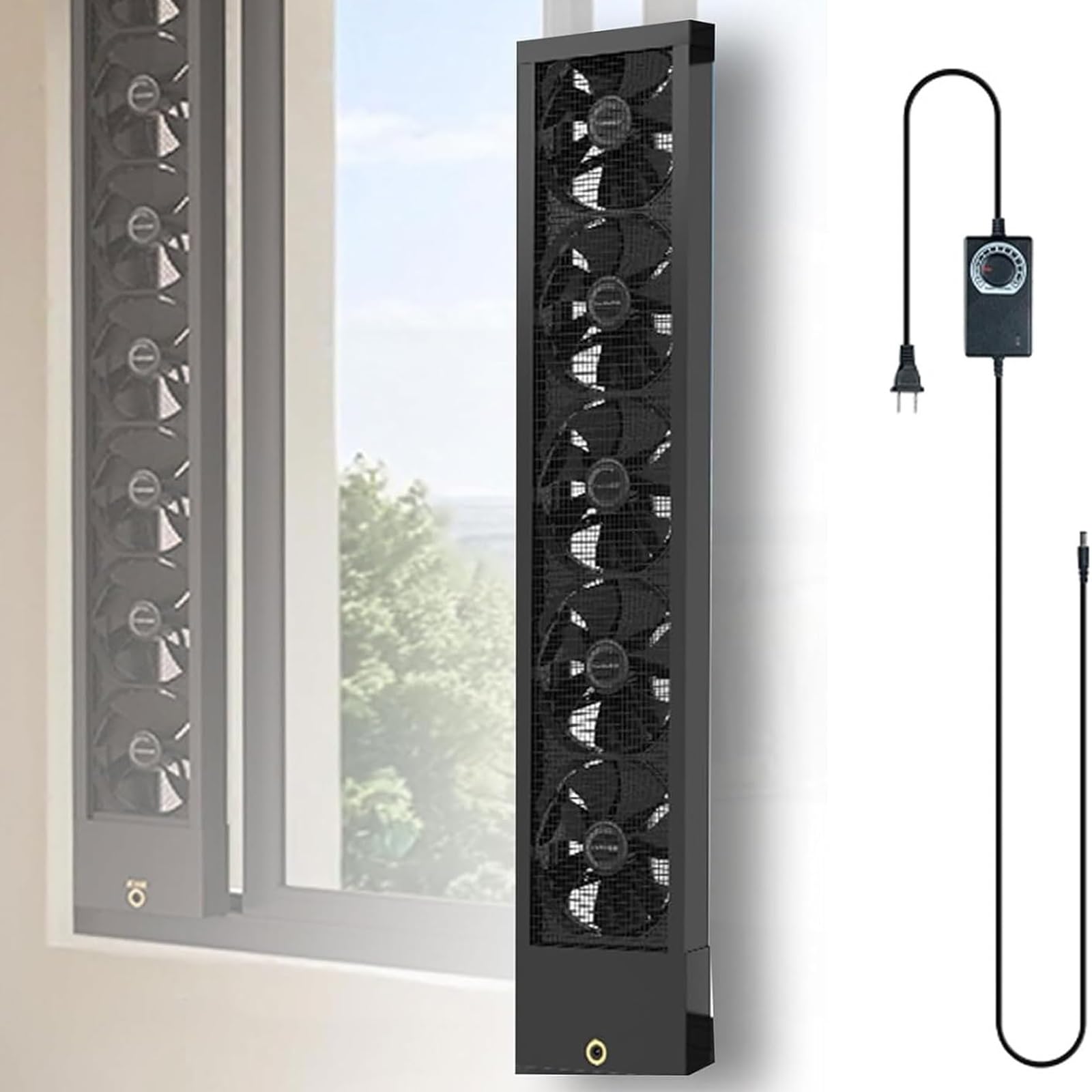 Ventilatore di scarico per finestre, design retrattile 2800 giri/min, velocità regolabile, portata d'aria 98 CFM per finestre scorrevoli, ideale per cucina, camera da letto e bagno