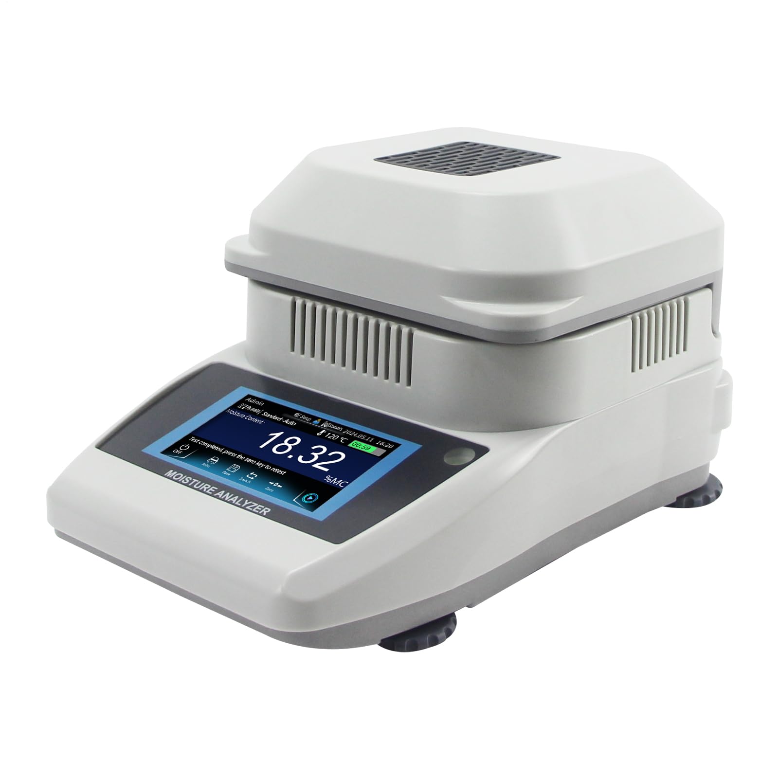 Halogen Moisture Meter - Touch Screen Moisture Analyzer for Lab - 0.01% Readability Water Content Test with 120g Capacity for Agriculture Medicine