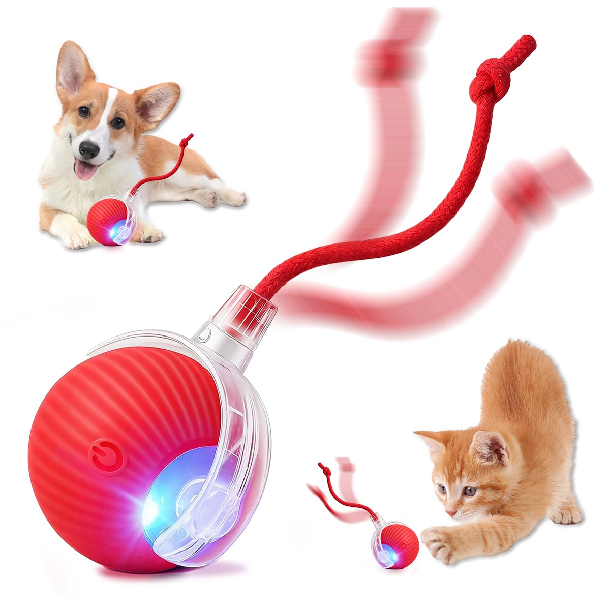 Photo 1 of FORGEMATE Interactive Cat Toy Ball - Speedy Motion Activated Rolling Toy for Indoor Cats, Smart Automatic Moving Stimulation to Keep Them Busy, Fun Cat Toys for Bored Adult Cats & Dogs?Red?