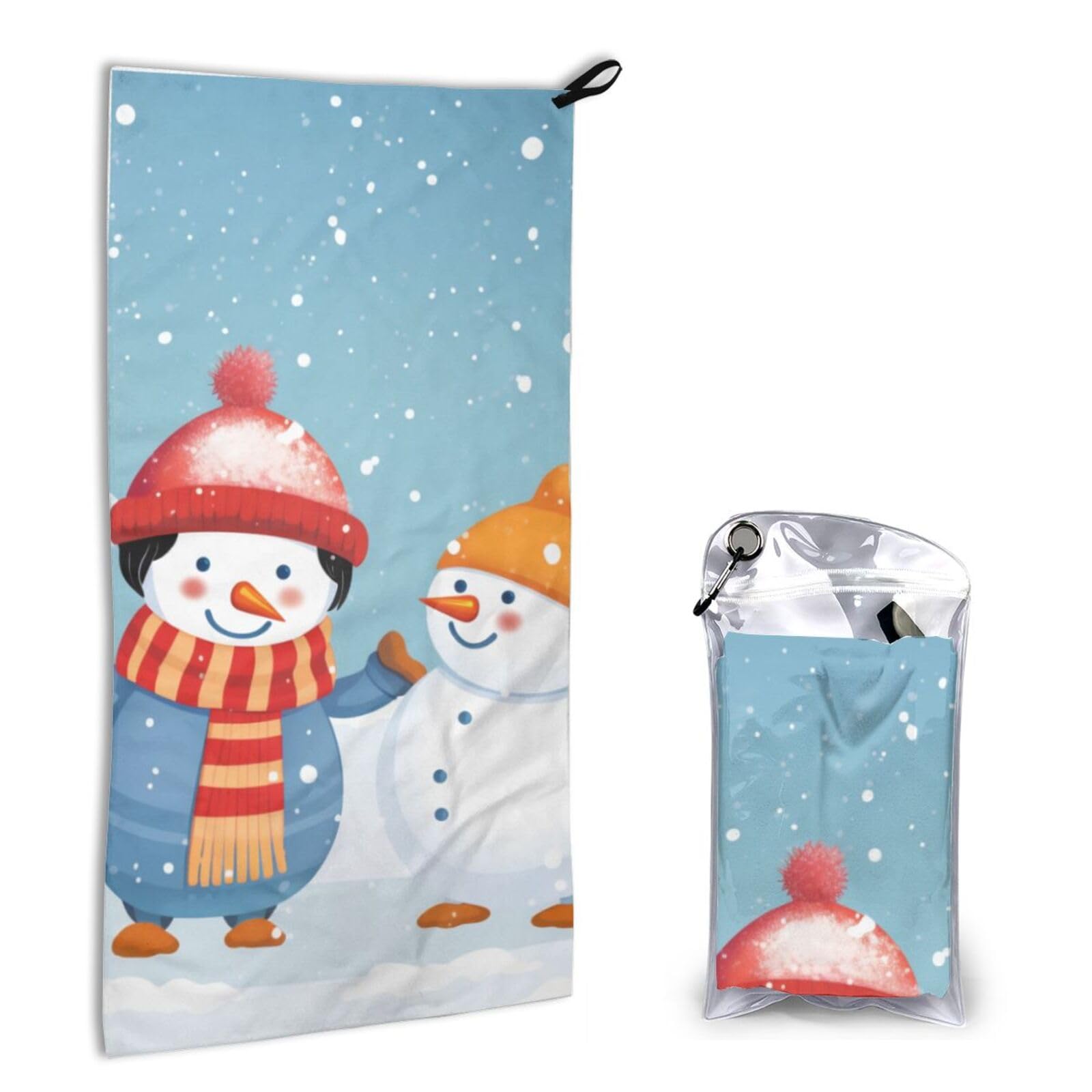 BWWHCCTI Quick Dry Hand Towel With Bag - Merry Christmas Printed Super Absorbent Face Cloth Microfiber Travel Sports Towels 40x80cm