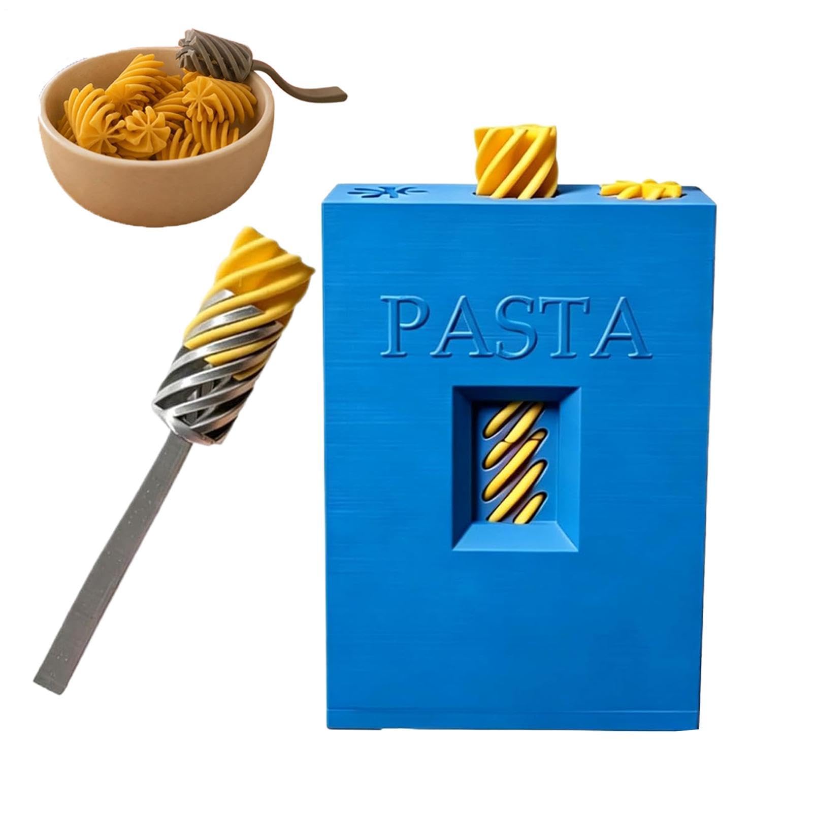 3D Printed Toys | Pasta Set with Fork and Box | Realistic Noodles – for Prizes, School, Home, Office, Travel, Desk, Car, Party, Christmas Stockings