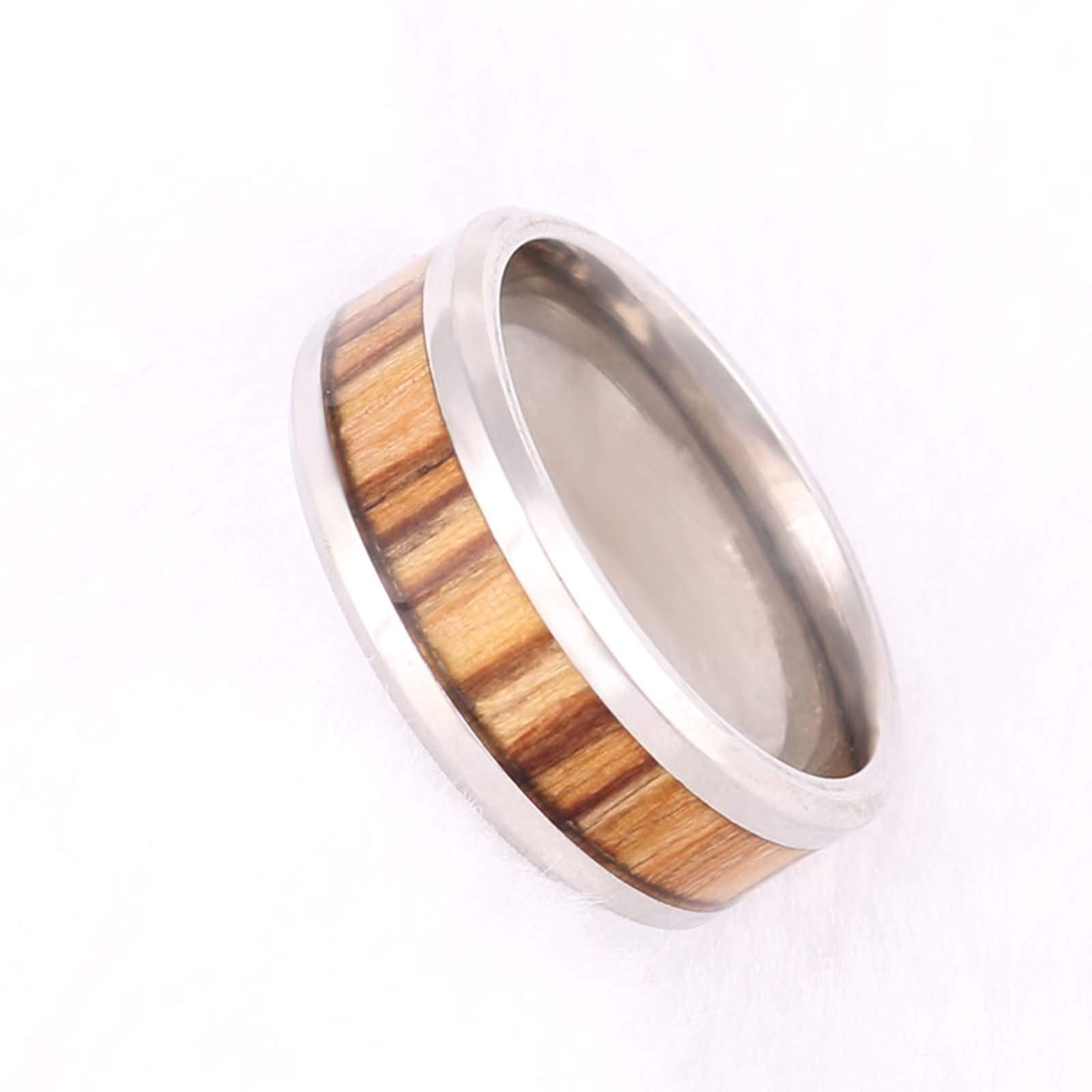 Anello Carburo di Tungsteno Anello da Unisex con Intarsio di Legno Anello Uomo Fidanzamento Personalizzato 8MM Anello Fidanzamento Argento Marrone Misura 12-31