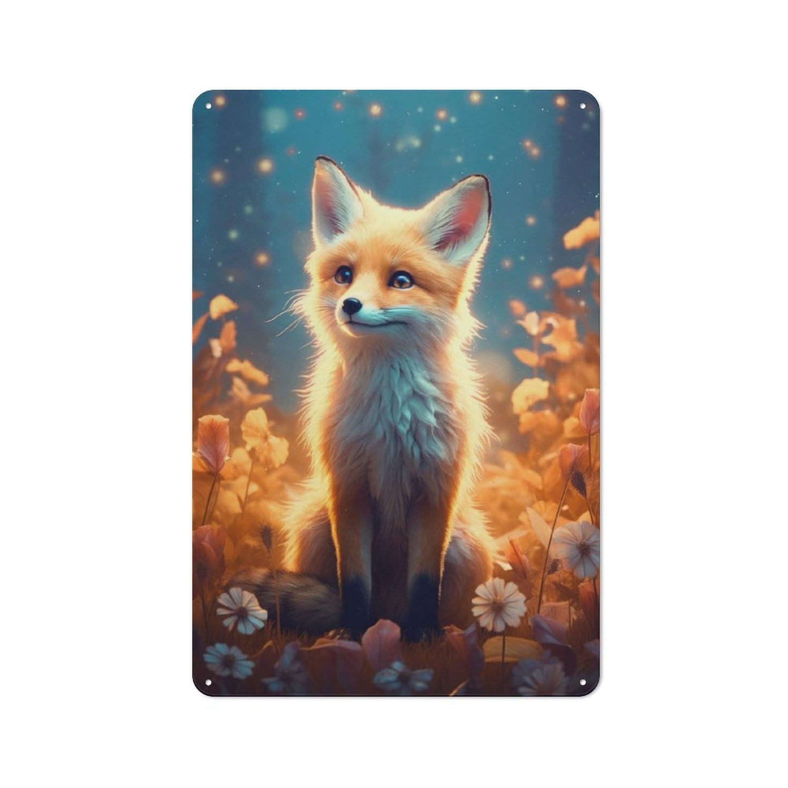 Junmoney Fox Adorable Retro Tin Wall Plaque 30X20cm For Home Office Or Studio, Wall Decoration For Home Offices And Studios