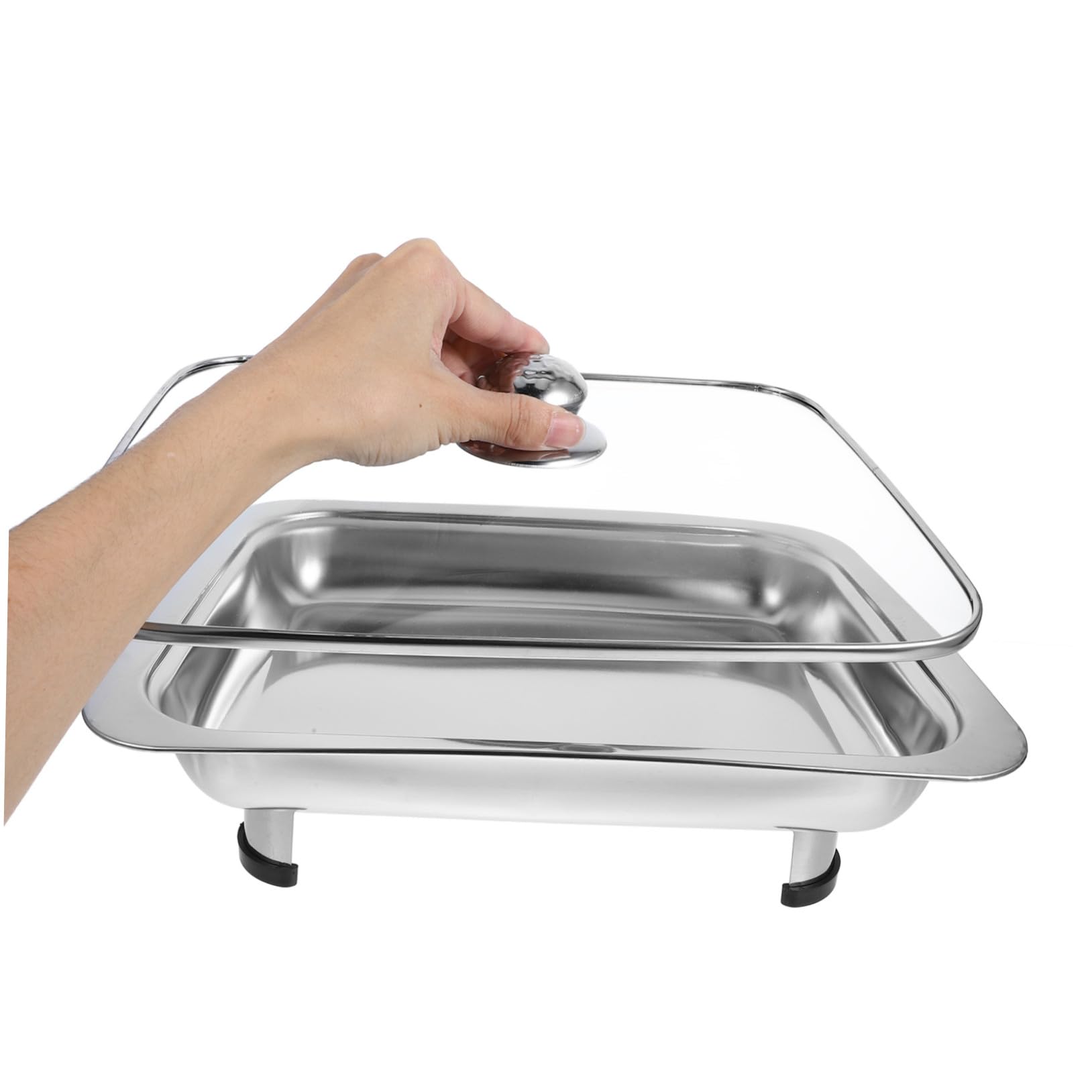 Protege Alimentos y Evita Suciedad Bandeja Rectangular con Tapa para Buffet de Acero Inoxidable Adecuado para Exhibición en Tiendas y Comedores