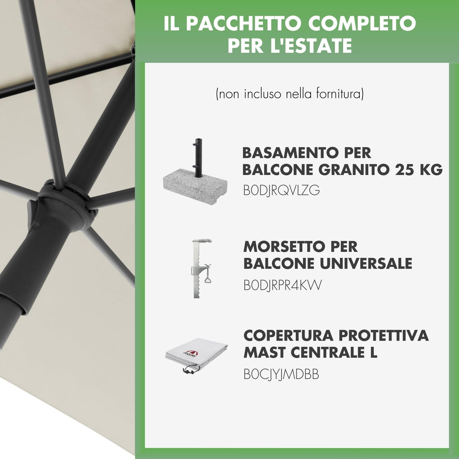 Doppler City ombrellone da balcone 200x125cm I Parasole rettangolare con protezione UV I